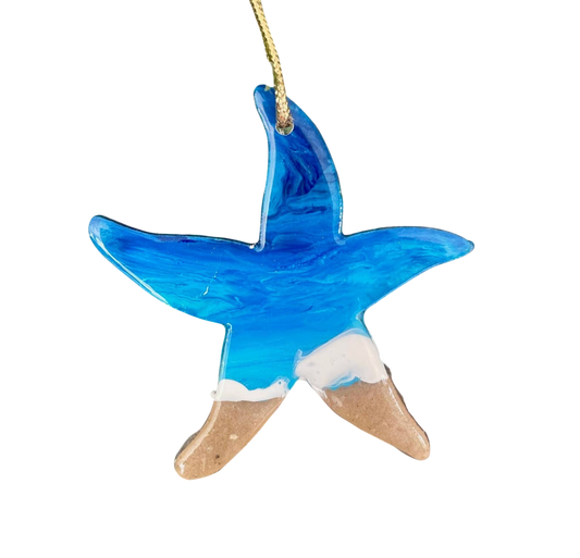 Starfish Beach Resin Art Christmas Ornament - The Sandy Santa