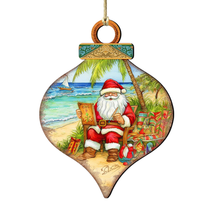 Santa's Artistry Wooden Ornament - The Sandy Santa