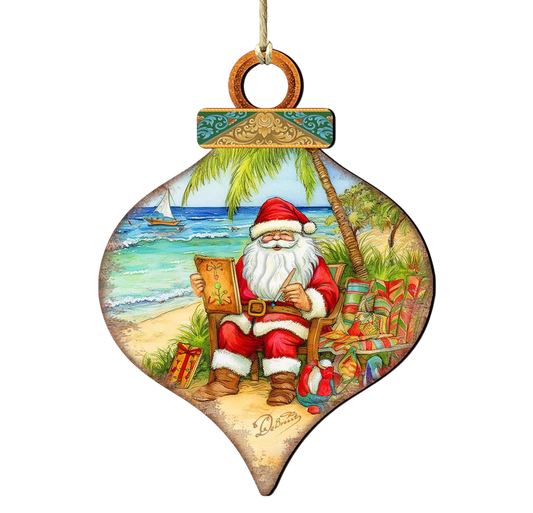 Santa's Artistry Wooden Ornament - The Sandy Santa