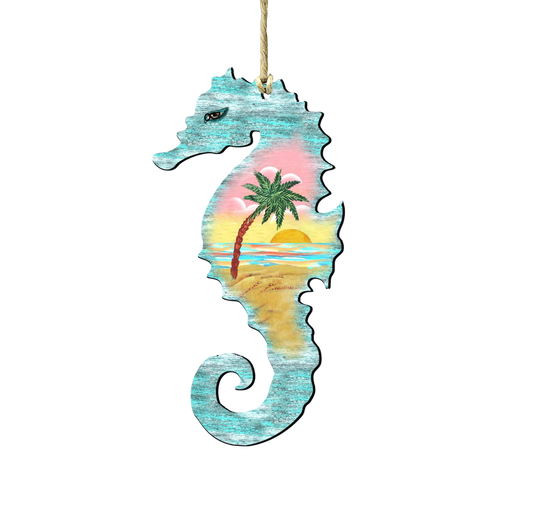 Seahorse Wooden Ornament - The Sandy Santa