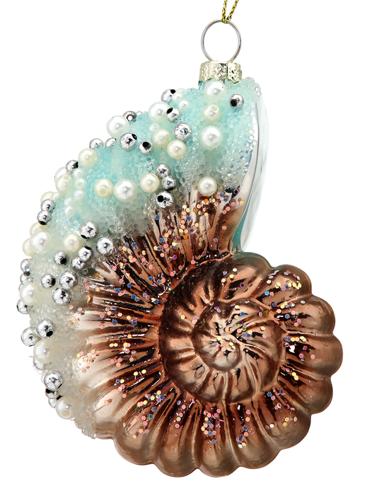 Glass Beaded Nautilus Shell Ornament