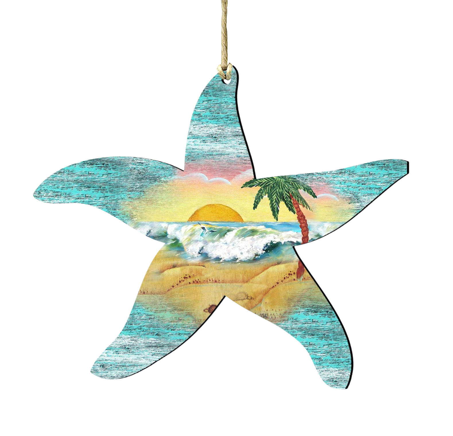 Starfish Wooden Ornament - The Sandy Santa