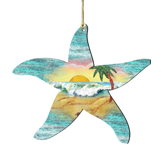 Starfish Wooden Ornament - The Sandy Santa