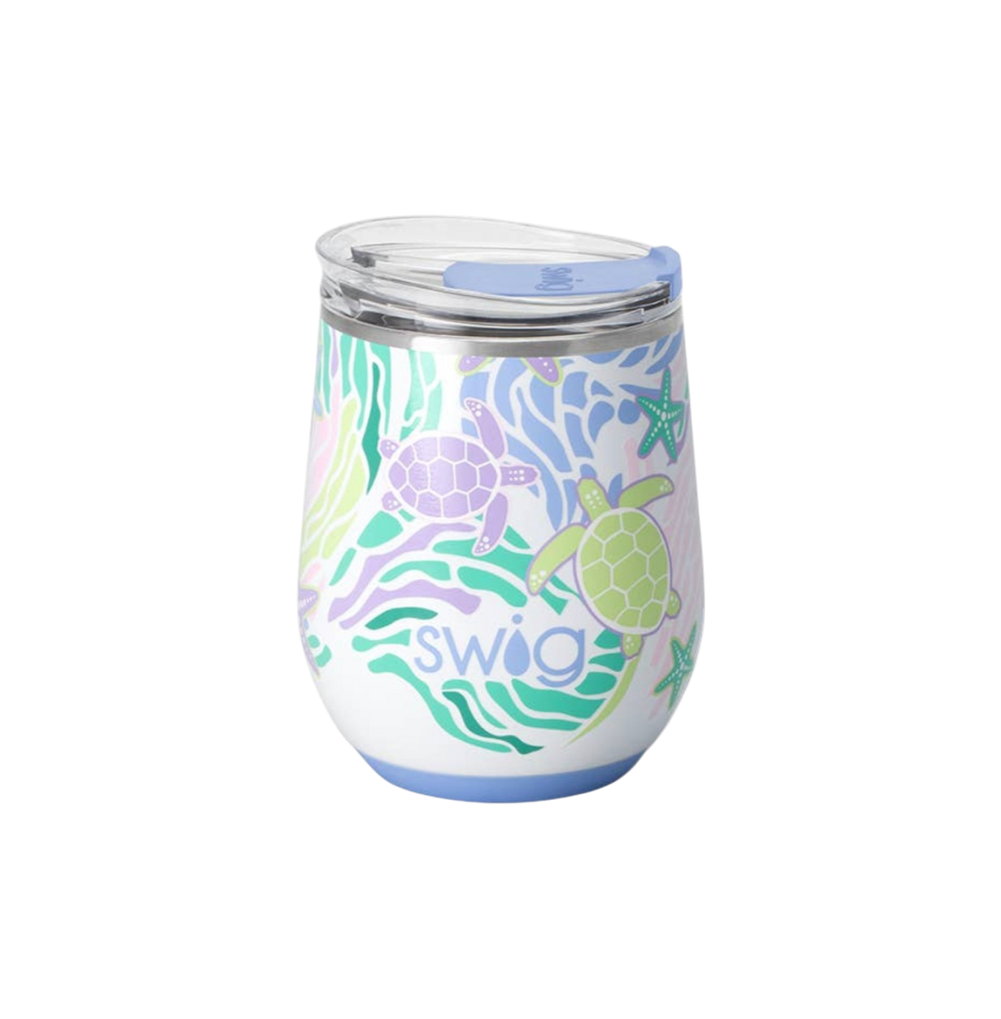 Sea Swirl Stemless Wine Cup (12oz) - The Sandy Santa