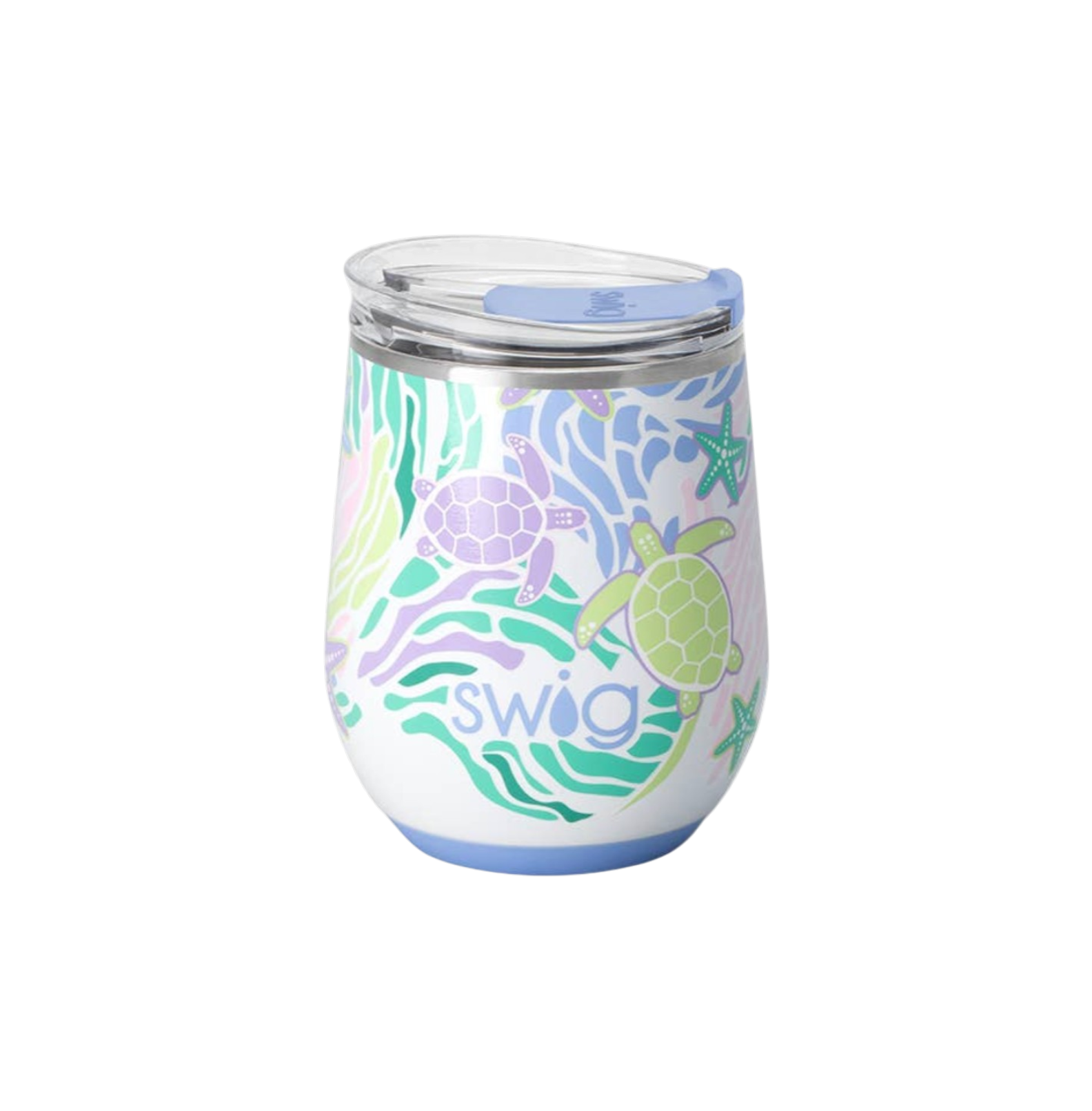 Sea Swirl Stemless Wine Cup (12oz) - The Sandy Santa