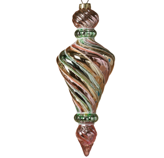 Iridescent Glass Icicle Orn - The Sandy Santa