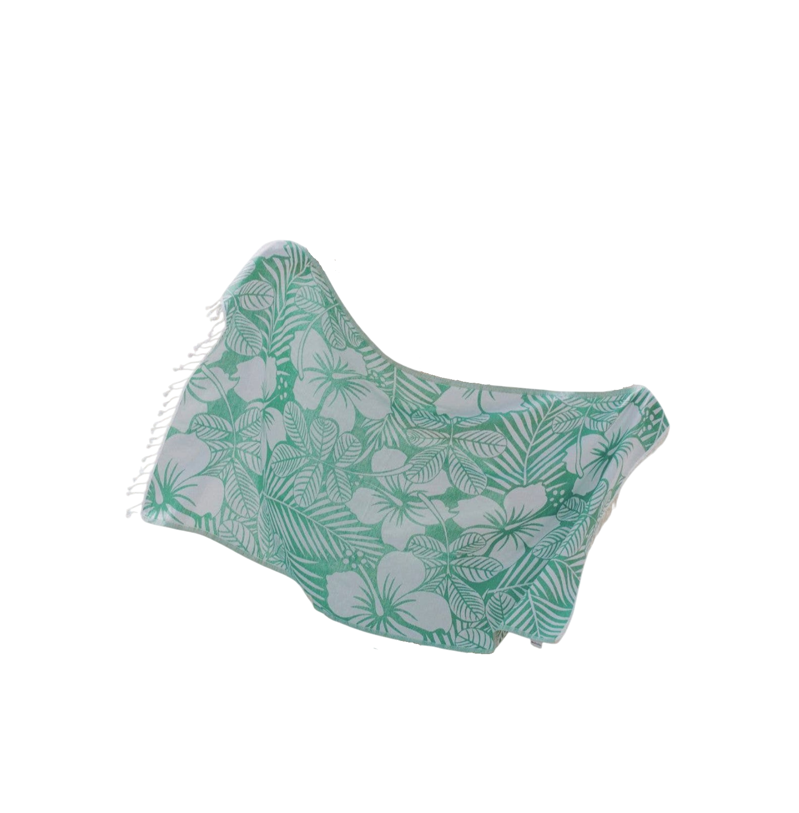 Mint Hawaiian Flower Reversible Cotton Turkish Towel - The Sandy Santa