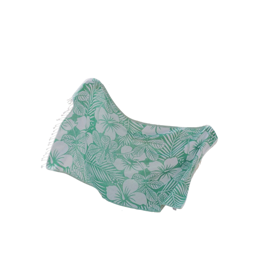 Mint Hawaiian Flower Reversible Cotton Turkish Towel - The Sandy Santa