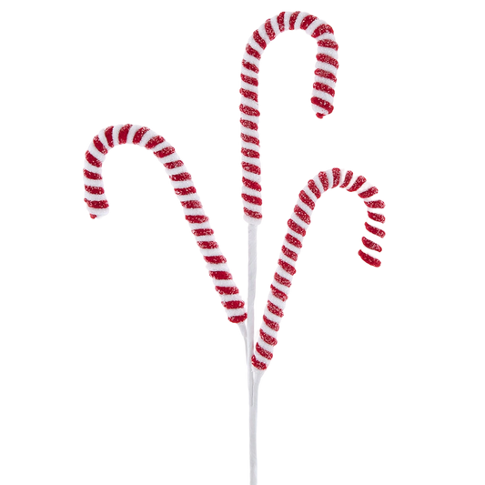 Red/White Candy Cane Pick - Triple - The Sandy Santa