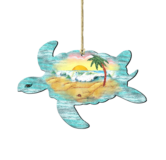 Turtle Wooden Ornament - The Sandy Santa