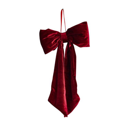 Bows Red Velvet Fabric