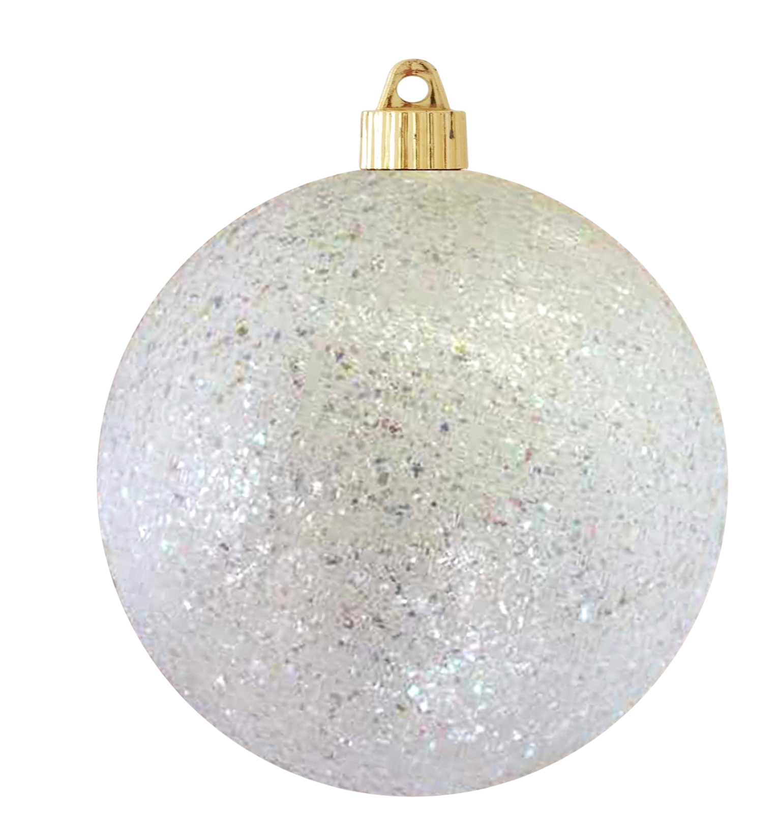 6" White Confetti Glitter ornament - The Sandy Santa