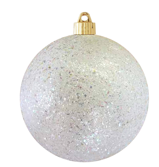 6" White Confetti Glitter ornament - The Sandy Santa