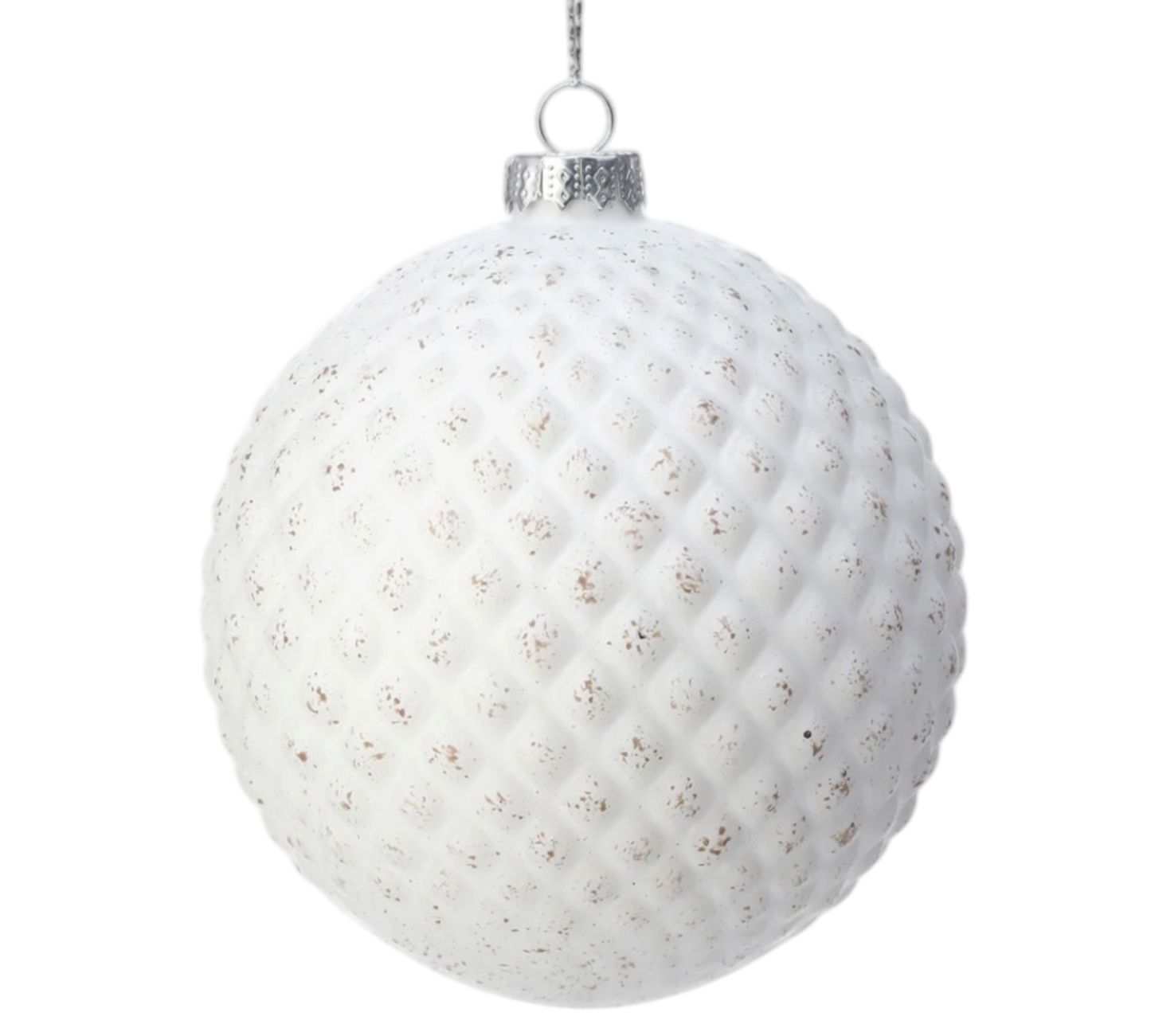 Diamond Whitewash Ball Ornament - The Sandy Santa
