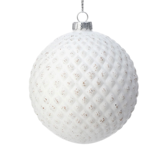 Diamond Whitewash Ball Ornament - The Sandy Santa