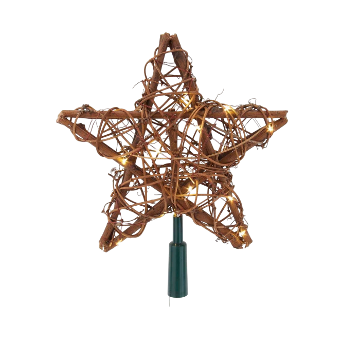 Fairy Lite Rattan Star Tree Topper - The Sandy Santa