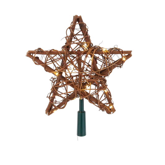 Fairy Lite Rattan Star Tree Topper - The Sandy Santa