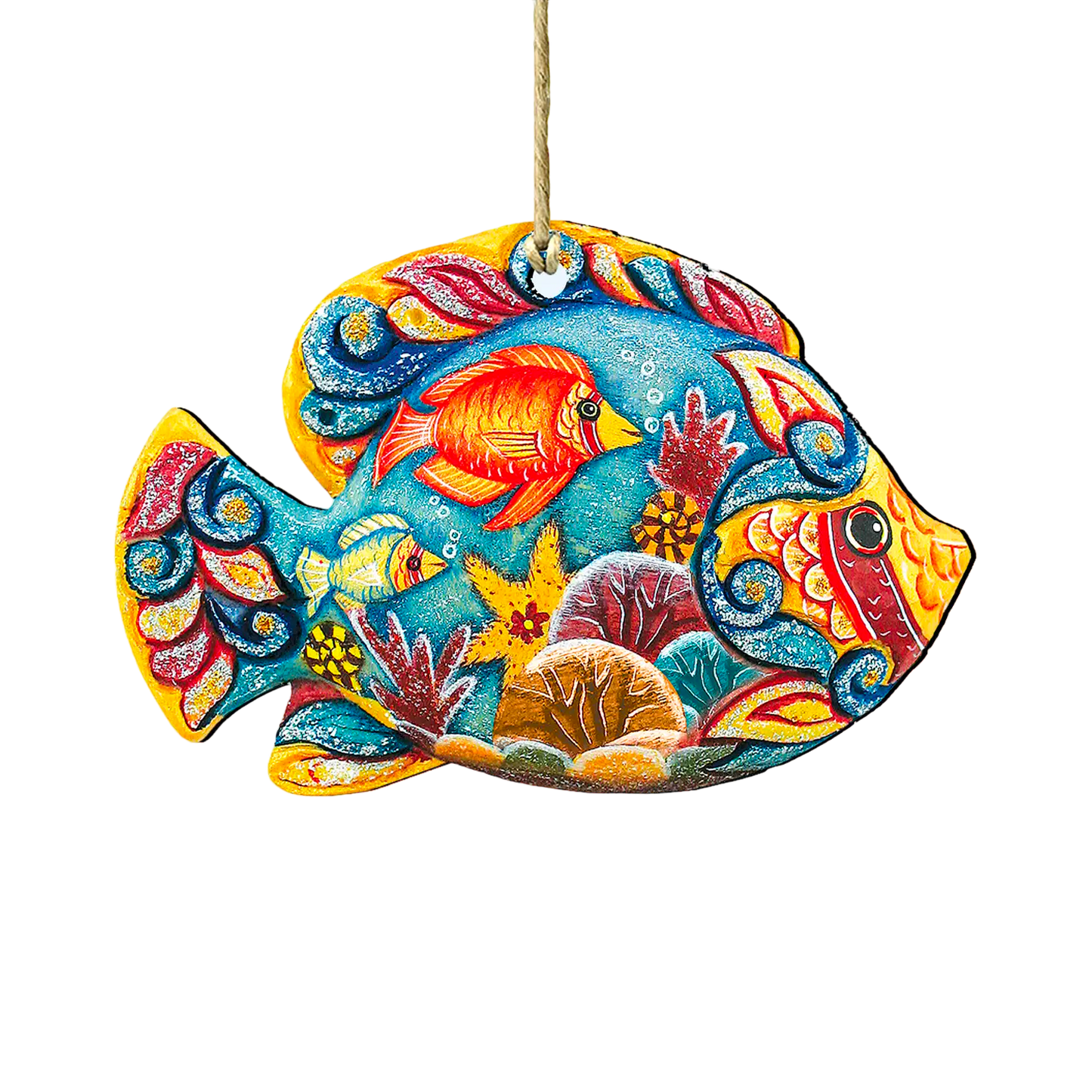 Tropical Fish Wood Christmas Ornament