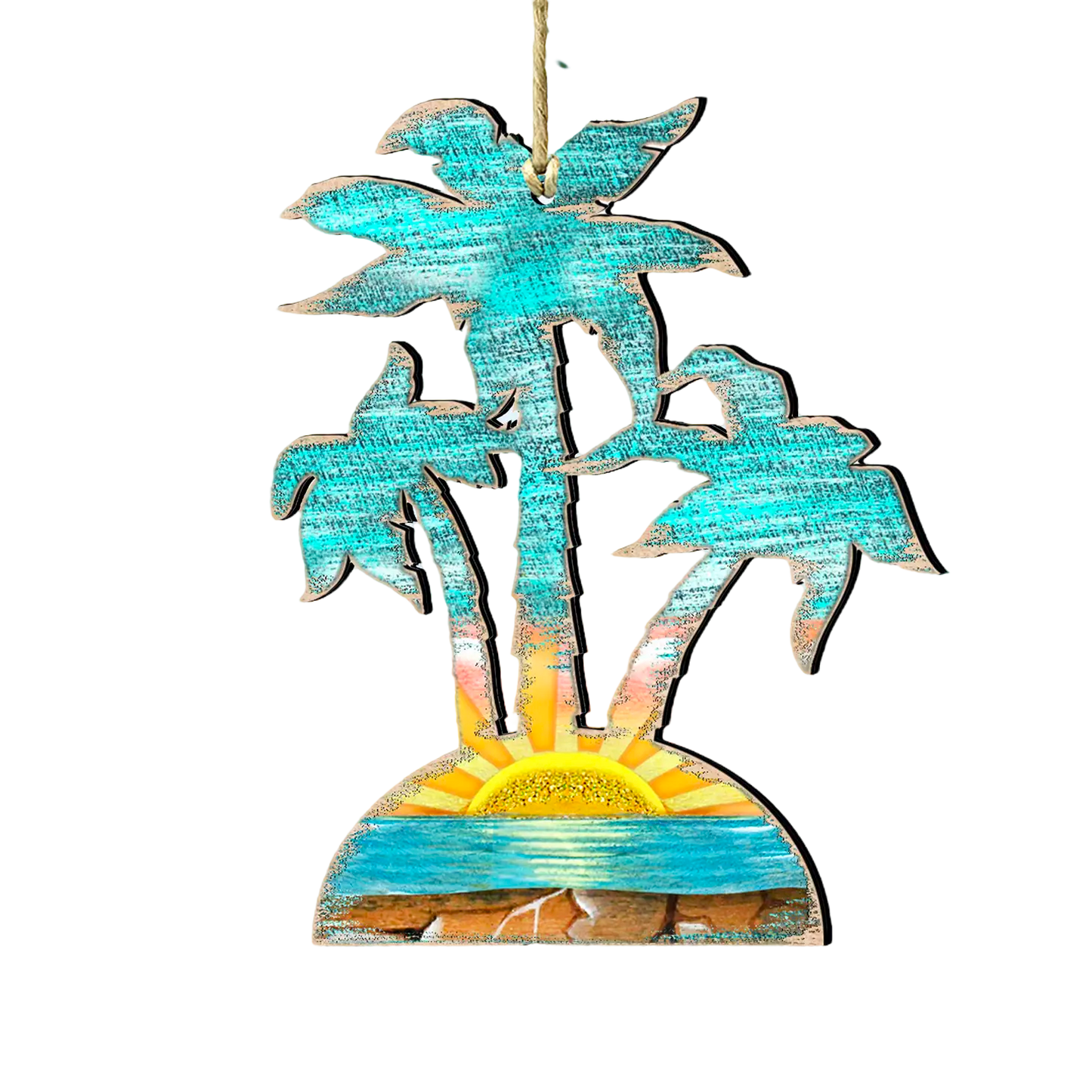 Rustic Palm Trees Wood Ornament