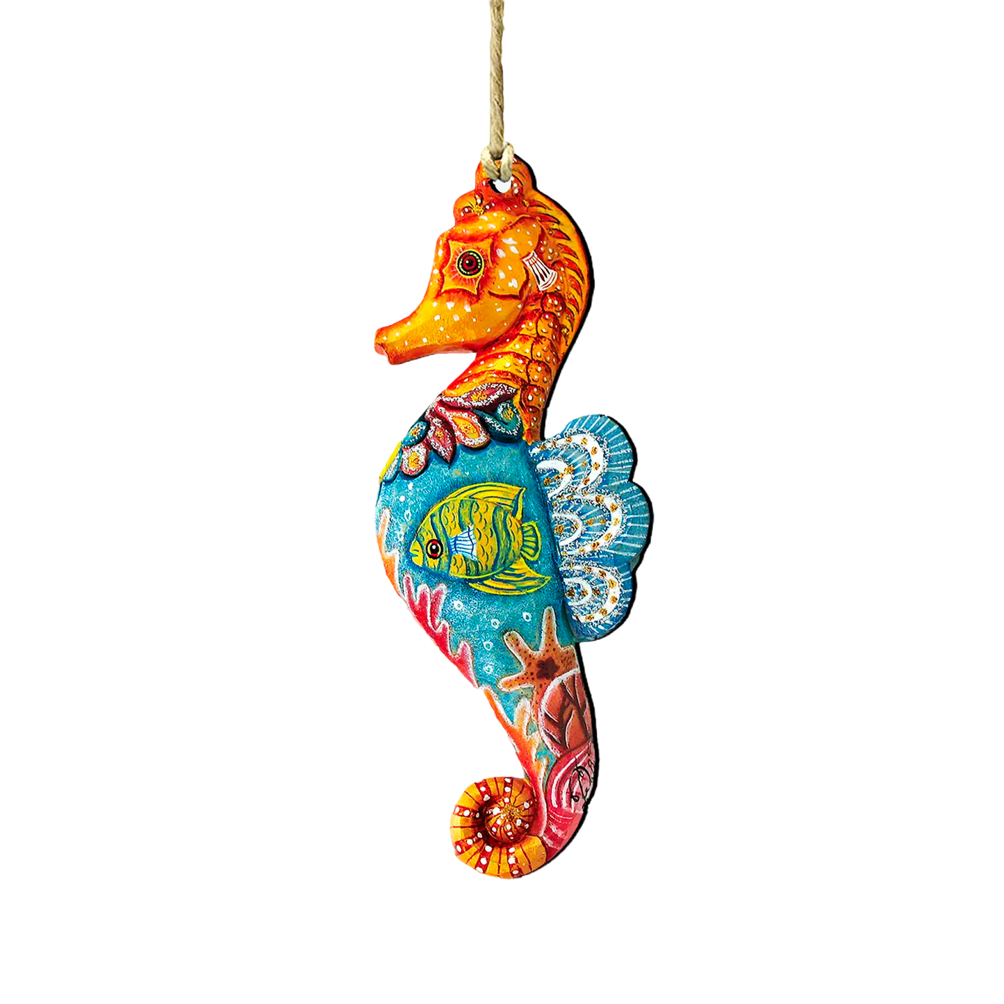 Seahorse Wood Christmas Ornament